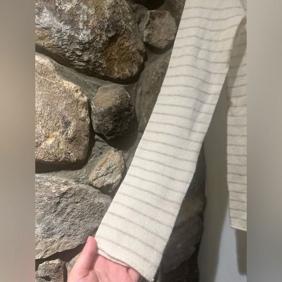 100% Cashmere Lilla P $198 Luxury Knit - Striped Cream - Size Small - Picture 6 of 11